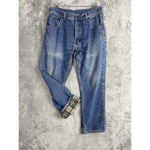 KEY Mens Fleece Lined Carpenter Jeans 34x32 Work Chore Utility Warm Heavy